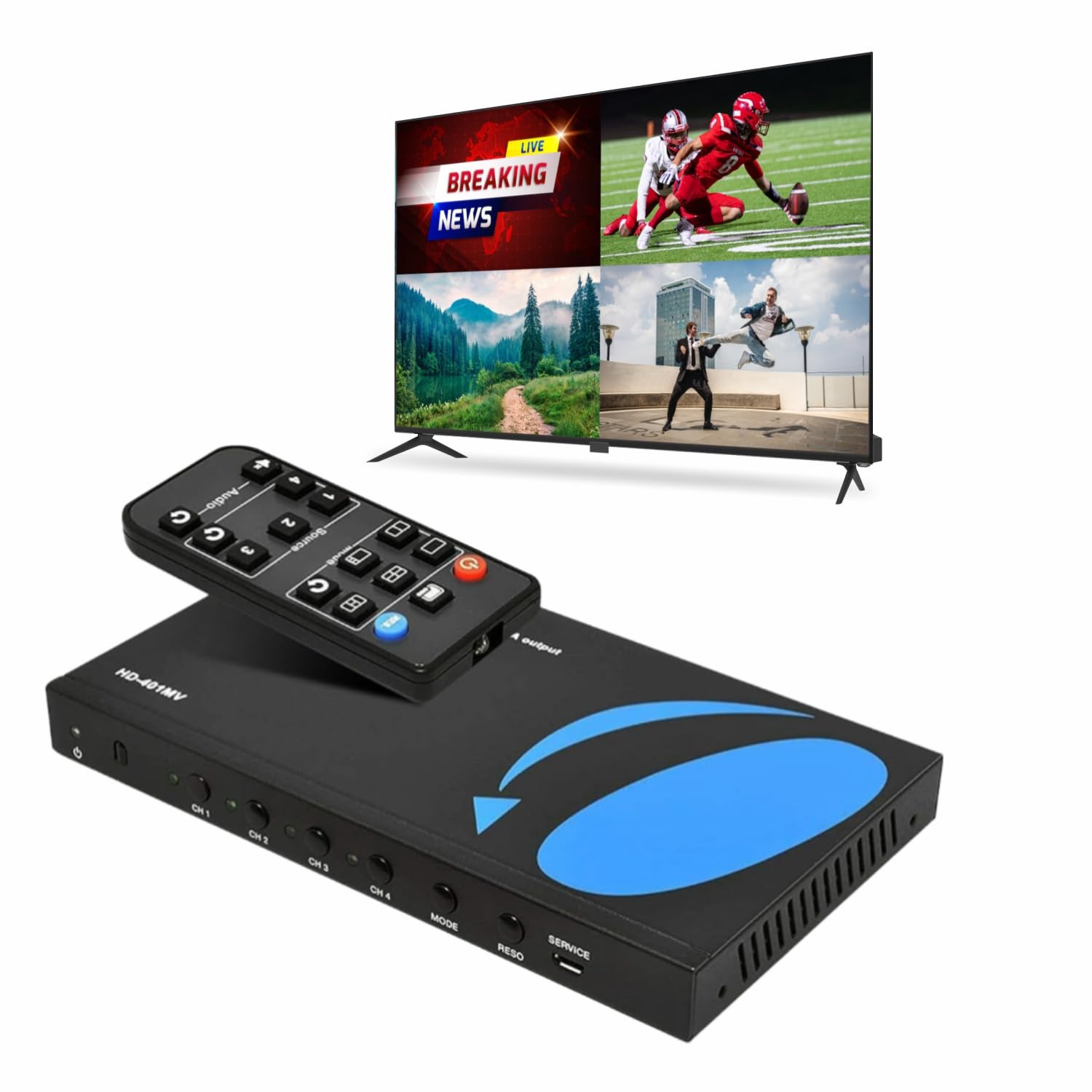 Orei PS4 / PC / Stbの/ DVD /セキュリティカメラ用クワッドマルチビューワ4X1 HDMIスイッチャー4つのポートのシームレスな切り替えとIRリモート Amazon | Orei PS4 / PC/Stbの/DVD /セキュリティカメラ用クワッド